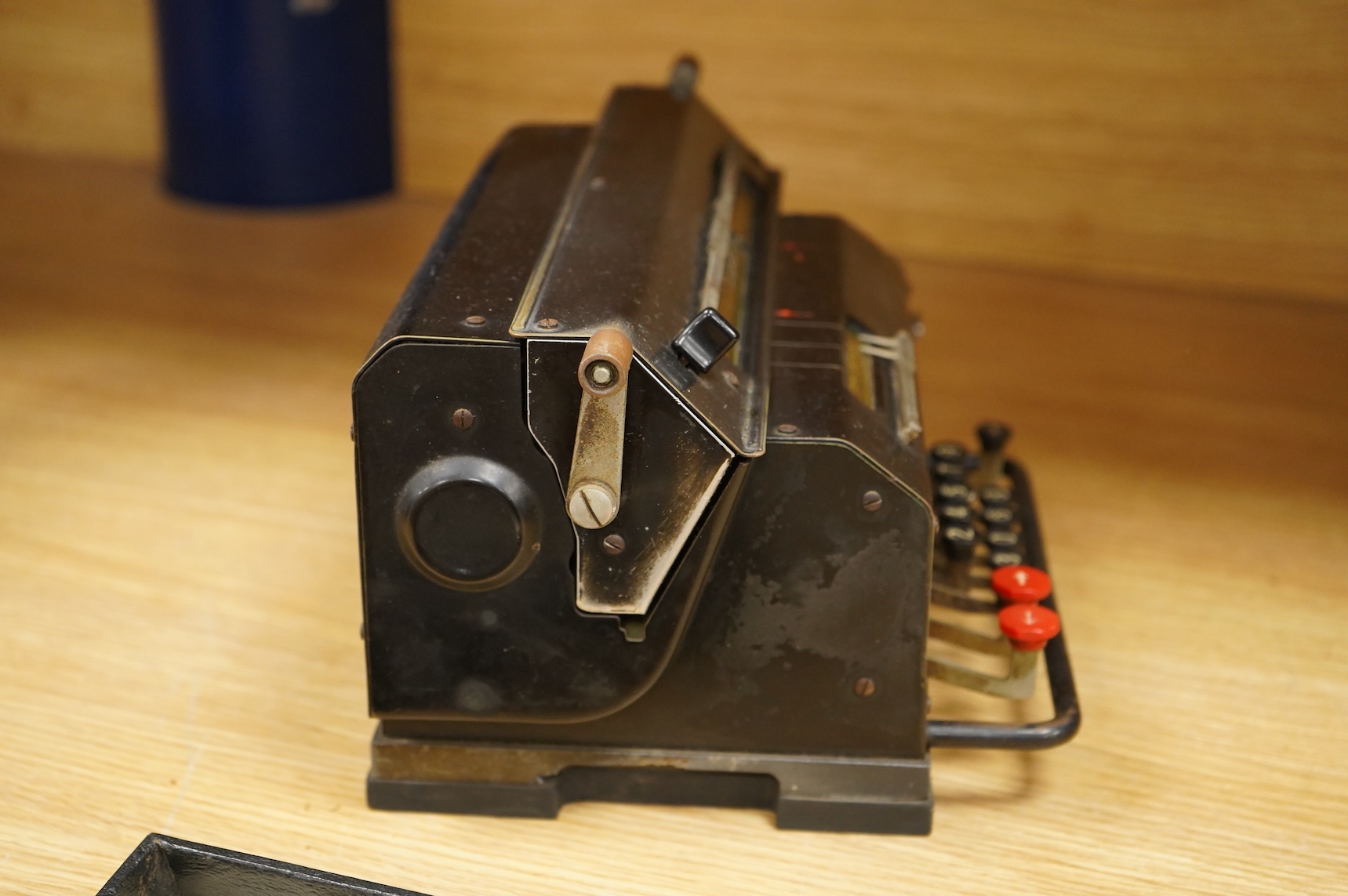 A Swedish Facit mechanical adding calculating machine, together with an Otis King’s calculator, model K, cased, (2).